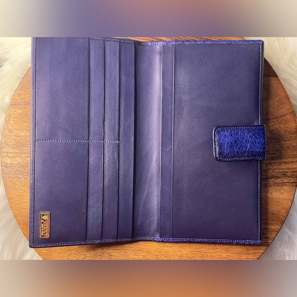 GUCCI Navy Blue & Royal Ostrich Leather Wallet w/Box - Picture 7 of 11